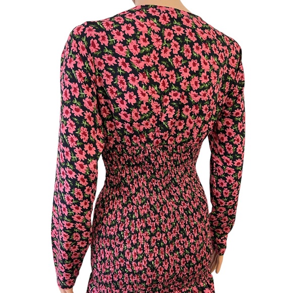 ASOS NaaNaa V neck tea dress in pink floral cinched - Picture 11 of 14